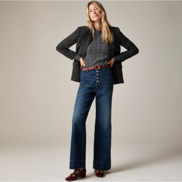 JCrew High-Rise Button-Fly Denim Trouser Jean CF627 Henry Louie Wash Size 27 NWT - Picture 3 of 7